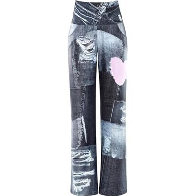 WINSHAPE Damen Trainingshose Functional Comfort Wide Leg Pants Cul105c “high Waist” im Jeans Print WINSHAPE Damen Trainingshose Functional Comfort Wide Leg Pants Cul105c “high Waist” im Jeans Print