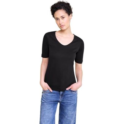 Street One Damen Basic T-Shirt mit blickdichter Front Street One Damen Basic T-Shirt mit blickdichter Front