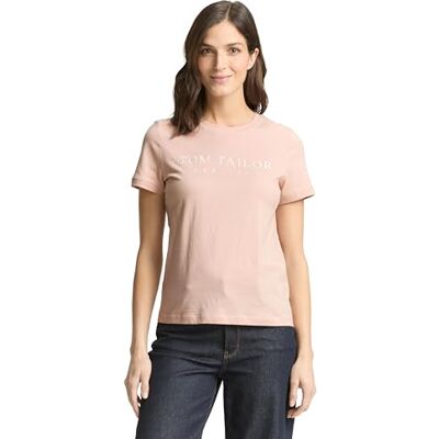 TOM TAILOR Damen Basic T-Shirt mit Logo-Print TOM TAILOR Damen Basic T-Shirt mit Logo-Print