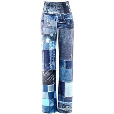 WINSHAPE Damen Trainingshose Functional Comfort Wide Leg Pants Cul105c “high Waist” im Jeans Print WINSHAPE Damen Trainingshose Functional Comfort Wide Leg Pants Cul105c “high Waist” im Jeans Print