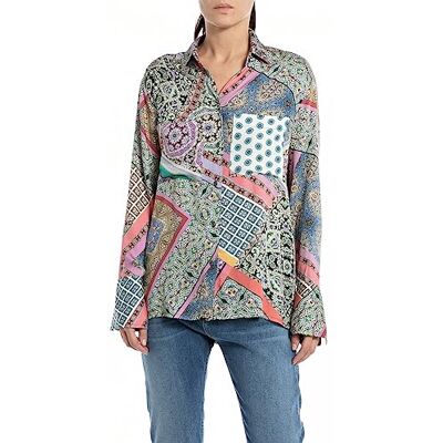 Replay Damen Bluse Langarm All Over Print Replay Damen Bluse Langarm All Over Print