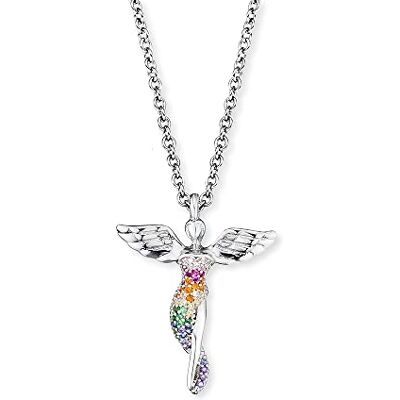 Engelsrufer Damen Halskette aus Sterling Silber mit Engel Anhänger Muticolor- Karabinerverschluss, in zwei Längen verstellbar, nickelfrei, ERN-LILANGEL-ZIM Engelsrufer Damen Halskette aus Sterling Silber mit Engel Anhänger Muticolor- Karabinerverschluss, in zwei Längen verstellbar, nickelfrei, ERN-LILANGEL-ZIM