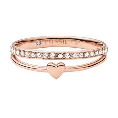 Fossil Ring Für Frauen Vintage Glitz, Länge: 21,5 X 20 X 6 Rose Gold Edelstahl Ring, JF03460791 Fossil Ring Für Frauen Vintage Glitz, Länge: 21,5 X 20 X 6 Rose Gold Edelstahl Ring, JF03460791