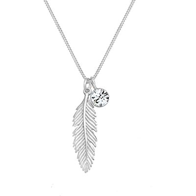 Elli Halskette Damen Feder Anhänger Boho mit Kristall 925 Sterling Silber Elli Halskette Damen Feder Anhänger Boho mit Kristall 925 Sterling Silber