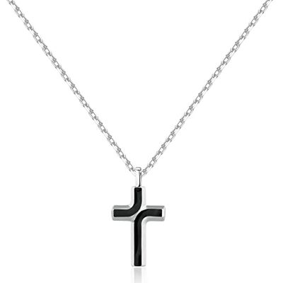 Brosway Backliner BBC07 Black Men's Cross Necklace in Brushed Steel Brosway Backliner BBC07 Black Men's Cross Necklace in Brushed Steel