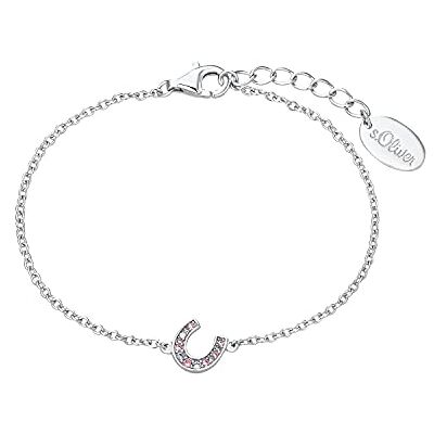 s.Oliver Armband 925 Sterling Silber Mädchen Kinder Armschmuck, mit Zirkonia synth., 14+2 cm, Silber, Hufeisen, Kommt in Schmuck Geschenk Box, 2032587 s.Oliver Armband 925 Sterling Silber Mädchen Kinder Armschmuck, mit Zirkonia synth., 14+2 cm, Silber, Hufeisen, Kommt in Schmuck Geschenk Box, 2032587