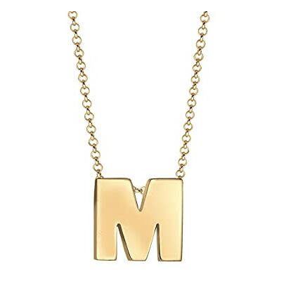 Elli Halskette Silber 925 Vergoldet 24K Buchstabe M Anhänger Kette Damen Schmuck Geschenke für Frauen Mädchen Mama Freundin, Letter Silberkette Länge 45 cm Elli Halskette Silber 925 Vergoldet 24K Buchstabe M Anhänger Kette Damen Schmuck Geschenke für Frauen Mädchen Mama Freundin, Letter Silberkette Länge 45 cm