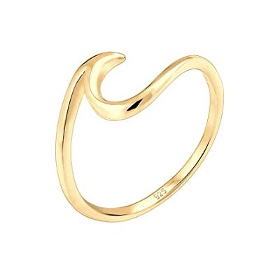 Elli Ring Damen Welle Strand Maritim in 925 Sterling Silber Vergoldet Elli Ring Damen Welle Strand Maritim in 925 Sterling Silber Vergoldet