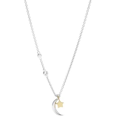 Fossil Halskette Für Frauen, Gesamtlänge: 420mm + 50mm 2-Ton, Gold, Silber Cz, Sterling Silber Halskette, JFS00432998 Fossil Halskette Für Frauen, Gesamtlänge: 420mm + 50mm 2-Ton, Gold, Silber Cz, Sterling Silber Halskette, JFS00432998