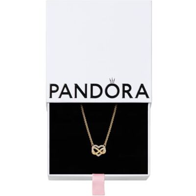 PANDORA Moments Funkelnde Unendlichkeits-Herz Collier-Halskette aus Sterling Silber mit vergoldeter Metalllegierung und Zirkonia Steinen, Größe 50cm, 362666C01-50 PANDORA Moments Funkelnde Unendlichkeits-Herz Collier-Halskette aus Sterling Silber mit vergoldeter Metalllegierung und Zirkonia Steinen, Größe 50cm, 362666C01-50