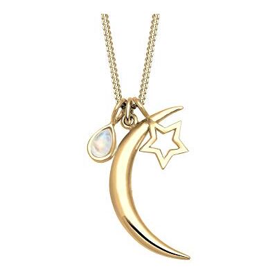Elli Halskette Silber 925 Vergoldet 24K Mond Stern Anhänger Kette Damen Elli Halskette Silber 925 Vergoldet 24K Mond Stern Anhänger Kette Damen