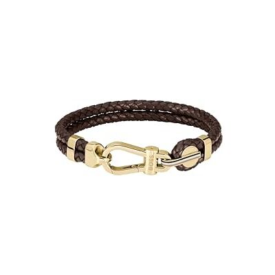 Boss Jewelry Armband für Herren Kollektion ARES PRIME mit Braunem Leder und Gold-Edelstahlverschluss 1580700M Boss Jewelry Armband für Herren Kollektion ARES PRIME mit Braunem Leder und Gold-Edelstahlverschluss 1580700M