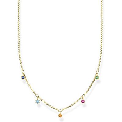 THOMAS SABO Kette farbige Steine gold 925 Sterlingsilber, 750 Gelbgold Vergoldung THOMAS SABO Kette farbige Steine gold 925 Sterlingsilber, 750 Gelbgold Vergoldung