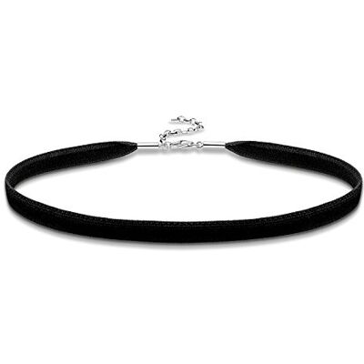 THOMAS SABO Damen Kette Choker Samt Schwarz 925 Sterling Silber KE1728-331-11-L36v THOMAS SABO Damen Kette Choker Samt Schwarz 925 Sterling Silber KE1728-331-11-L36v