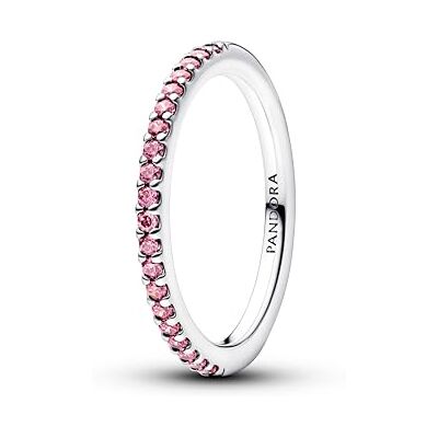 PANDORA Timeless Funkelnder Rosafarbener Pavé-Band Ring aus Sterling Silber mit Zirkonia, Größe: 50, 192999C02-50 PANDORA Timeless Funkelnder Rosafarbener Pavé-Band Ring aus Sterling Silber mit Zirkonia, Größe: 50, 192999C02-50