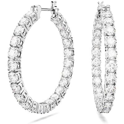 Swarovski Matrix Kreolen, Rhodinierte Ohrringe mit Strahlenden Kristallen Swarovski Matrix Kreolen, Rhodinierte Ohrringe mit Strahlenden Kristallen