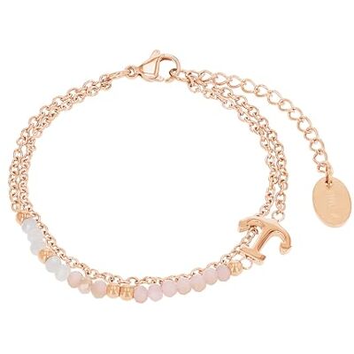 s.Oliver Armband für Damen mit Anker Anhänger, Glas / Edelstahl, IP Rose, 16-20 cm s.Oliver Armband für Damen mit Anker Anhänger, Glas / Edelstahl, IP Rose, 16-20 cm