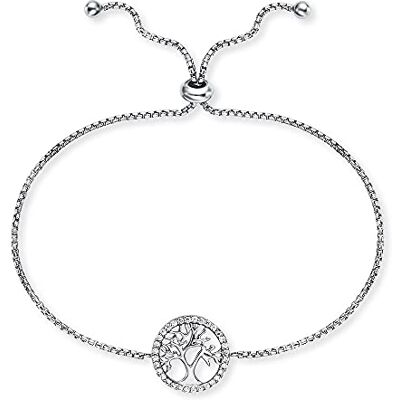 Engelsrufer Damen Armband Sterling Silber mit Lebensbaum Anhänger, Zirkonia Steine, verstellbarer Schiebeverschluss, nickelfrei, Allergiker geeignet Engelsrufer Damen Armband Sterling Silber mit Lebensbaum Anhänger, Zirkonia Steine, verstellbarer Schiebeverschluss, nickelfrei, Allergiker geeignet