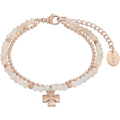 s.Oliver Armband für Damen mit Kleeblatt Anhänger, Glas / Edelstahl, Länge: 17-20 cm, IP Rose s.Oliver Armband für Damen mit Kleeblatt Anhänger, Glas / Edelstahl, Länge: 17-20 cm, IP Rose