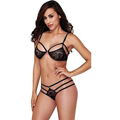 BACI LINGERIE Lace Bralette With Strappy Panty Streifen 2 g BACI LINGERIE Lace Bralette With Strappy Panty Streifen 2 g