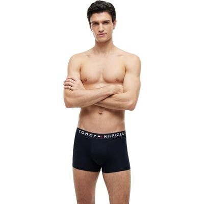Tommy Hilfiger Herren 3er Pack Boxershorts Trunks mit Logobund, Mehrfarbig (des Sky/Grey Htr/des Sky), M Tommy Hilfiger Herren 3er Pack Boxershorts Trunks mit Logobund, Mehrfarbig (des Sky/Grey Htr/des Sky), M