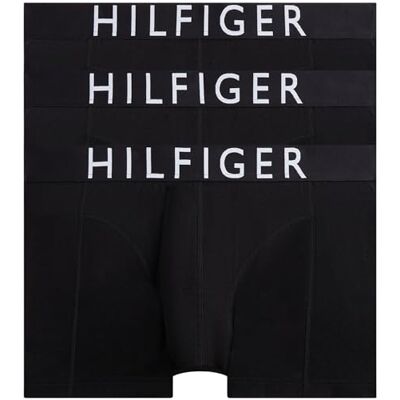 Tommy Hilfiger Herren 3er Pack Boxershorts Trunks mit Logobund, Schwarz (Black/Black/Black), M Tommy Hilfiger Herren 3er Pack Boxershorts Trunks mit Logobund, Schwarz (Black/Black/Black), M