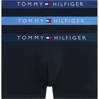 Tommy Hilfiger Herren 3er Pack Boxershorts Trunks mit Logobund, Blau (Blu Jn/WDG Blu/Blu Spl), M Tommy Hilfiger Herren 3er Pack Boxershorts Trunks mit Logobund, Blau (Blu Jn/WDG Blu/Blu Spl), M