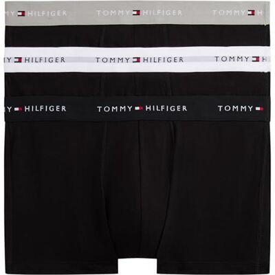Tommy Hilfiger Herren 3er Pack Boxershorts Trunks aus Baumwolle mit Stretch, Mehrfarbig (Grey Heather/Black/White), S Tommy Hilfiger Herren 3er Pack Boxershorts Trunks aus Baumwolle mit Stretch, Mehrfarbig (Grey Heather/Black/White), S
