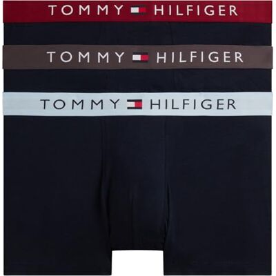 Tommy Hilfiger Herren 3er Pack Boxershorts Trunks mit Logobund, Mehrfarbig (Drk Ash/Brzy Blu/Rouge), XL Tommy Hilfiger Herren 3er Pack Boxershorts Trunks mit Logobund, Mehrfarbig (Drk Ash/Brzy Blu/Rouge), XL