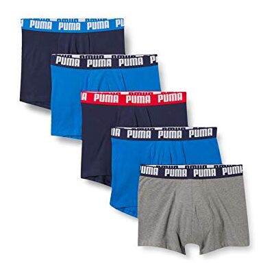 PUMA Men Boxer Underwear, Blue / Grey, L Pack of 5 PUMA Men Boxer Underwear, Blue / Grey, L Pack of 5