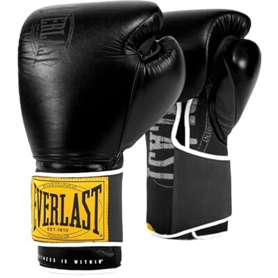 Everlast 1910 Classic 14oz Trainings-Boxhandschuhe Schwarz, Lederhandschuhe für Sandsack & Pratzen, Klettverschluss, Polsterung, ergonomischer Griff – Original Everlast 1910 Classic 14oz Trainings-Boxhandschuhe Schwarz, Lederhandschuhe für Sandsack & Pratzen, Klettverschluss, Polsterung, ergonomischer Griff – Original