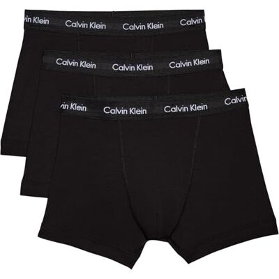 Calvin Herren 3er Pack Boxershorts Trunks Unterwäsche, Schwarz (Black W Black Wb), XS Calvin Herren 3er Pack Boxershorts Trunks Unterwäsche, Schwarz (Black W Black Wb), XS