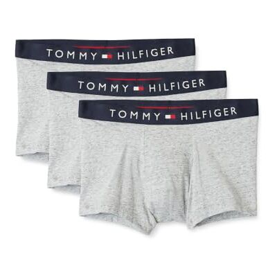 Tommy Hilfiger Herren 3er Pack Boxershorts Trunks mit Logobund, Grau (Grey Htr/Grey Htr/Grey Htr), XS Tommy Hilfiger Herren 3er Pack Boxershorts Trunks mit Logobund, Grau (Grey Htr/Grey Htr/Grey Htr), XS
