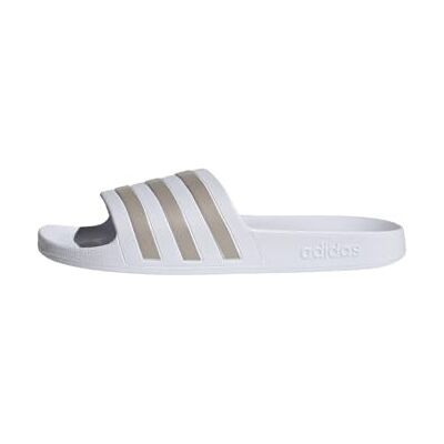 adidas Unisex-Adult Adilette Aqua Sandal, Footwear White/Platin Metallic/Footwear White, 46 EU adidas Unisex-Adult Adilette Aqua Sandal, Footwear White/Platin Metallic/Footwear White, 46 EU