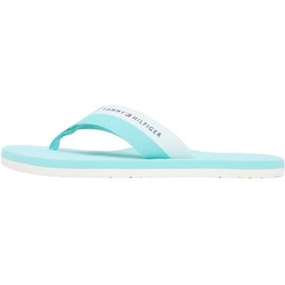 Tommy Hilfiger Herren Flip Flops Webbing Beach Sandal mit Gurtband-Riemen, Türkis (Arctic Aqua), 45 Tommy Hilfiger Herren Flip Flops Webbing Beach Sandal mit Gurtband-Riemen, Türkis (Arctic Aqua), 45