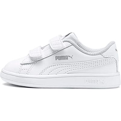 PUMA Unisex Baby Smash v2 L V Inf Sneaker, White- White, 26 EU PUMA Unisex Baby Smash v2 L V Inf Sneaker, White- White, 26 EU