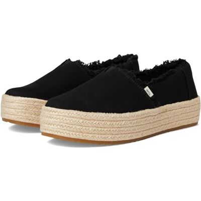 TOMS Women's Valencia Platform, Black Wide Width Canvas Fray, 38 EU TOMS Women's Valencia Platform, Black Wide Width Canvas Fray, 38 EU