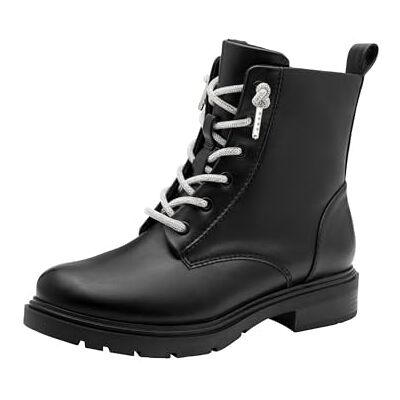 MARCO TOZZI Damen Stiefeletten zum Schnüren Rund mit Reißverschluss, Schwarz (Black), 42 EU MARCO TOZZI Damen Stiefeletten zum Schnüren Rund mit Reißverschluss, Schwarz (Black), 42 EU