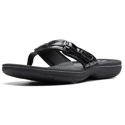Clarks Damen Breeze Sea Flipflop, schwarzer Lack, 37.5 EU Clarks Damen Breeze Sea Flipflop, schwarzer Lack, 37.5 EU