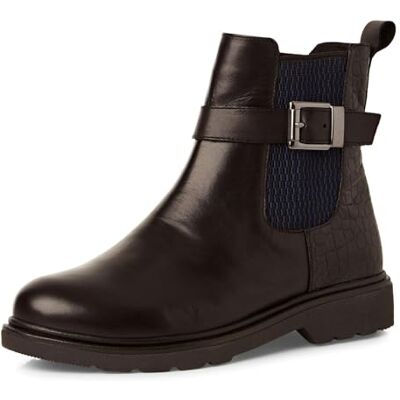MARCO TOZZI Damen Chelsea Boots aus Leder mit Schnalle, Schwarz (Black Comb), 38 EU MARCO TOZZI Damen Chelsea Boots aus Leder mit Schnalle, Schwarz (Black Comb), 38 EU