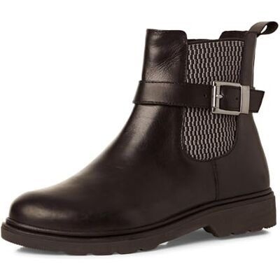 MARCO TOZZI Damen Chelsea Boots aus Leder mit Schnalle, Schwarz (Black), 37 EU MARCO TOZZI Damen Chelsea Boots aus Leder mit Schnalle, Schwarz (Black), 37 EU