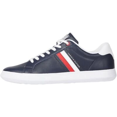 Tommy Hilfiger Herren Cupsole Sneaker Essential Leather Low Top, Blau (Desert Sky), 41 Tommy Hilfiger Herren Cupsole Sneaker Essential Leather Low Top, Blau (Desert Sky), 41