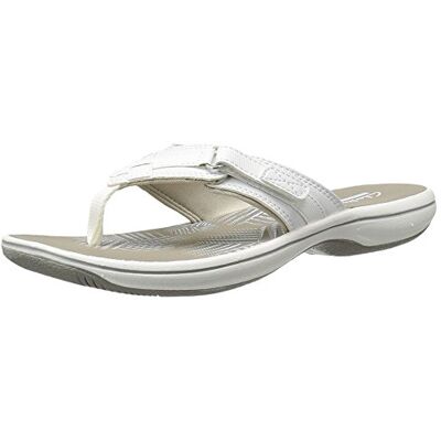Clarks Women's Breeze Sea Flip Flop, New White Synthetic, 7 B(M) US Clarks Women's Breeze Sea Flip Flop, New White Synthetic, 7 B(M) US
