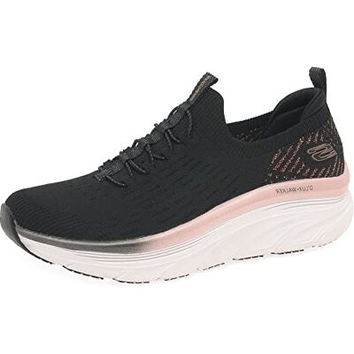 Skechers Damen D'lux Walker Let It Glow Sneaker, Black Knit Rose Gold Trim, 38 EU Skechers Damen D'lux Walker Let It Glow Sneaker, Black Knit Rose Gold Trim, 38 EU