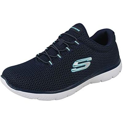 Skechers Damen Summits Trainer, Navy Mesh/ White Trim, 40 EU Skechers Damen Summits Trainer, Navy Mesh/ White Trim, 40 EU
