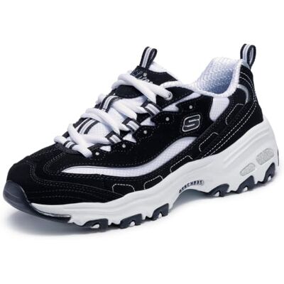 Skechers Damen D'Lites Biggest Fan Turnschuhe, Black Trubuck/White Mesh/ Silver Trim, 35 EU Weit Skechers Damen D'Lites Biggest Fan Turnschuhe, Black Trubuck/White Mesh/ Silver Trim, 35 EU Weit
