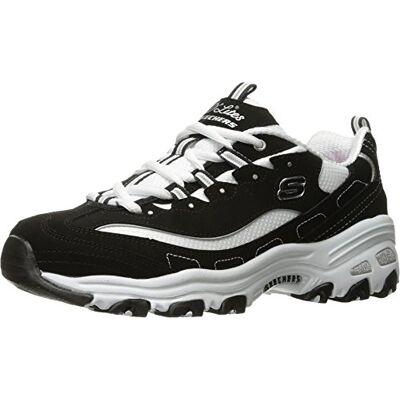 Skechers Damen D'Lites Biggest Fan Turnschuhe, Black Trubuck/White Mesh/ Silver Trim, 37 EU Weit Skechers Damen D'Lites Biggest Fan Turnschuhe, Black Trubuck/White Mesh/ Silver Trim, 37 EU Weit