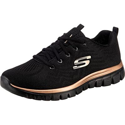 Skechers Damen Graceful Get Connected Trainers, Black Mesh/Rose Gold Trim, 38 EU Skechers Damen Graceful Get Connected Trainers, Black Mesh/Rose Gold Trim, 38 EU