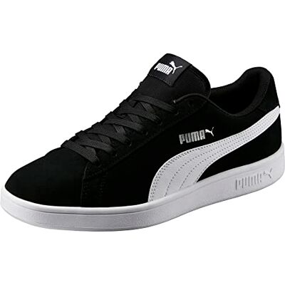 PUMA Unisex Smash V2 Sneaker, Black White Silver, 45 EU PUMA Unisex Smash V2 Sneaker, Black White Silver, 45 EU