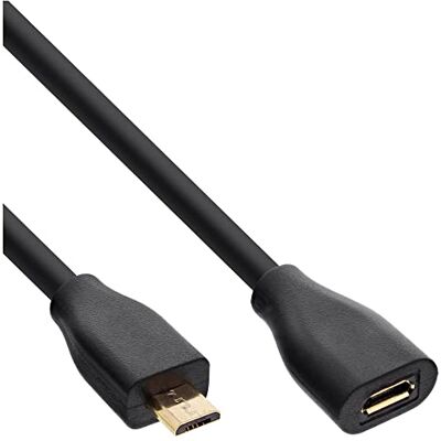 InLine 32715P Micro-USB Verlängerung, USB 2.0 Micro-B Stecker auf Buchse, schwarz, vergoldete Kontakte, 1,5m InLine 32715P Micro-USB Verlängerung, USB 2.0 Micro-B Stecker auf Buchse, schwarz, vergoldete Kontakte, 1,5m